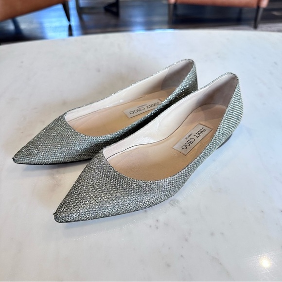 Jimmy Choo Glittery Sparkle Pointed Toe Flats Women's Size EU 34.5 US Size 4.5 - Picture 7 of 8